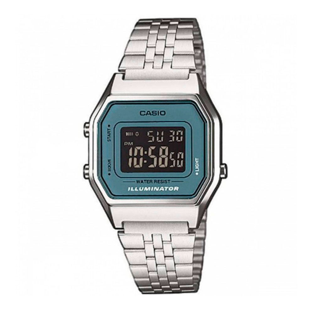 Reloj Casio Vintage LA680WA-2BDF Plateado Pantalla Negativa