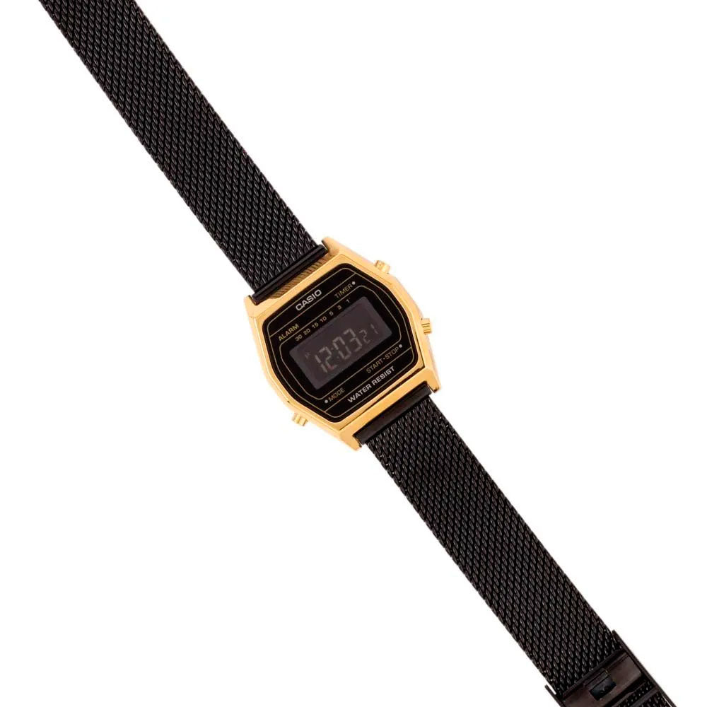 Reloj Casio Vintage LA690WEMB-1BDF DoradoNegro Milanese- Dando la Hora