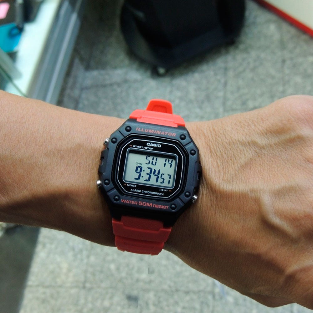 Reloj Casio Vintage W-218H-4BVDF Correa Roja