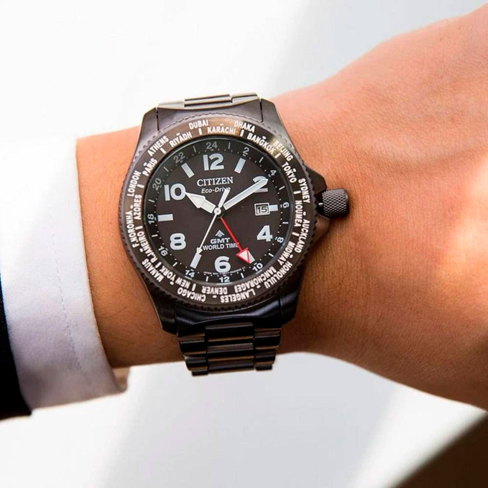 Reloj Citizen Eco- Drive BJ7107-83E GMT 42mm- Dando la Hora