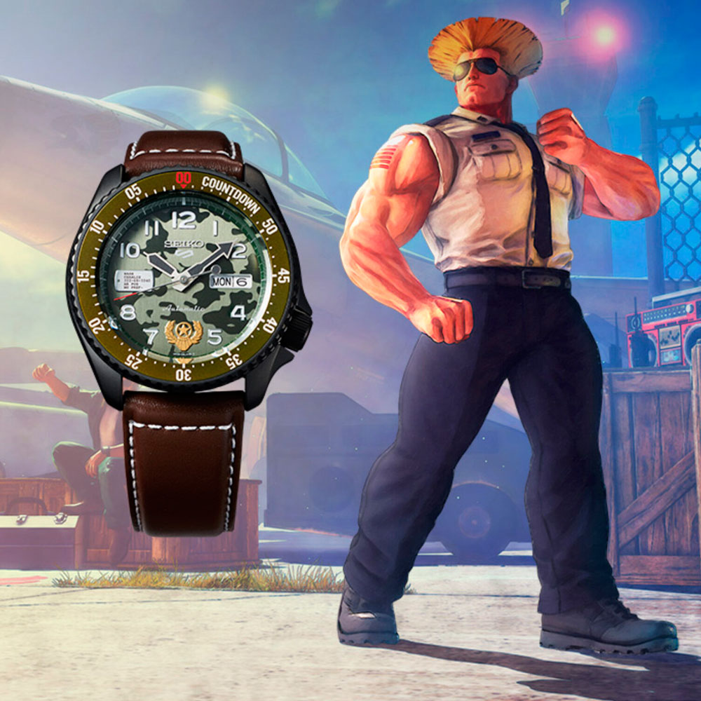 Reloj Seiko 5 Street Fighter V SRPF21K1 Guile Metálico 42,5 mm -Dando la Hora