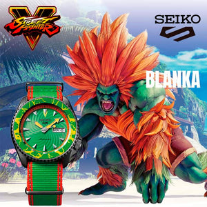 Reloj Seiko 5 Street Fighter V SRPF23K1 Blanka Metálico -Dando la Hora