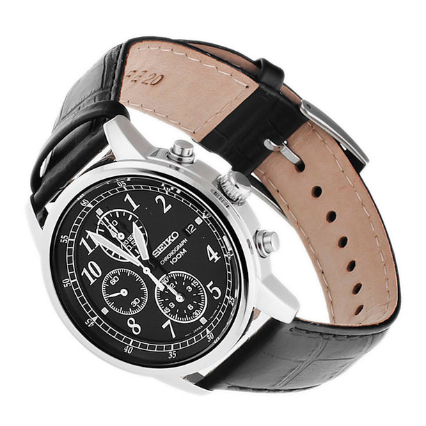 Reloj Seiko Cronograph SNDC33P1 Quartz Correa de Cuero- Dando la Hora