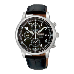 Reloj Seiko Cronograph SNDC33P1 Quartz Correa de Cuero- Dando la Hora