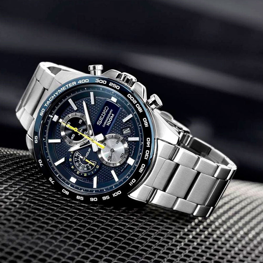 Reloj Seiko Cronograph SSB259P1 Quartz Correa de Cuero- Dando la Hora