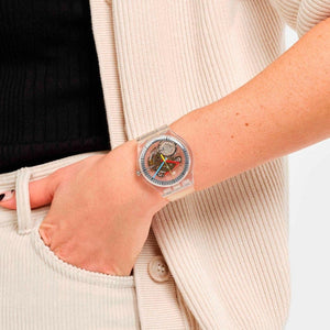 Reloj Swatch SO29K100 CLEARLY GENT (Jellyfish) 34mm Swiss Made- Dando la Hora
