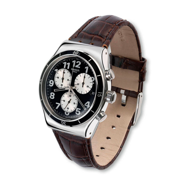 Reloj Swatch YVS400 Browned 43mm Chronograph Swiss Made  Dando la Hora