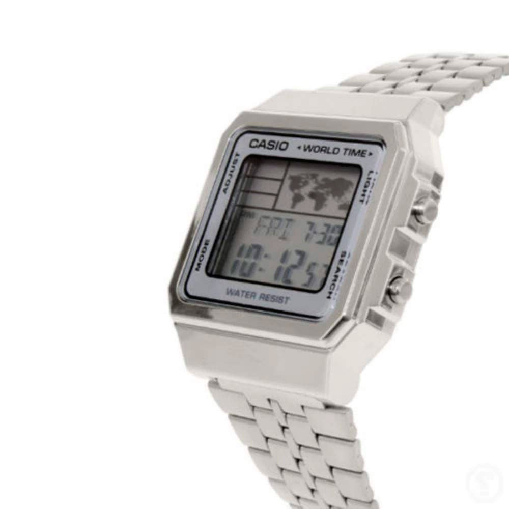 Reloj World Time Casio Vintage A500WA 7DF Plateado Dando la Hora
