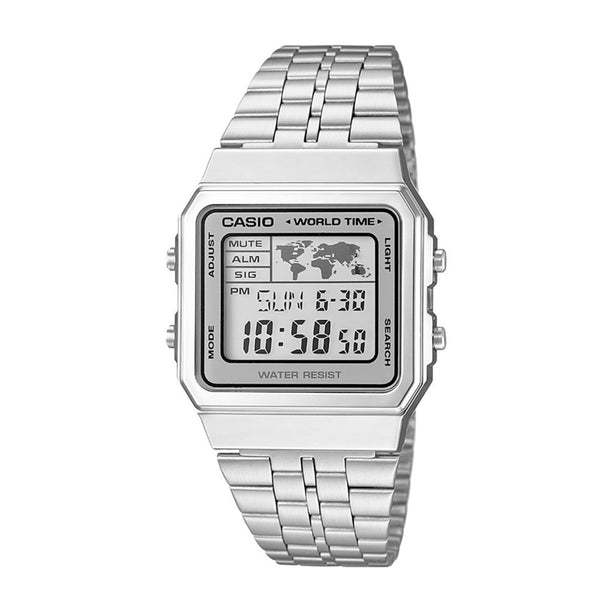 Reloj World Time Casio Vintage A500WA-7DF Plateado Full