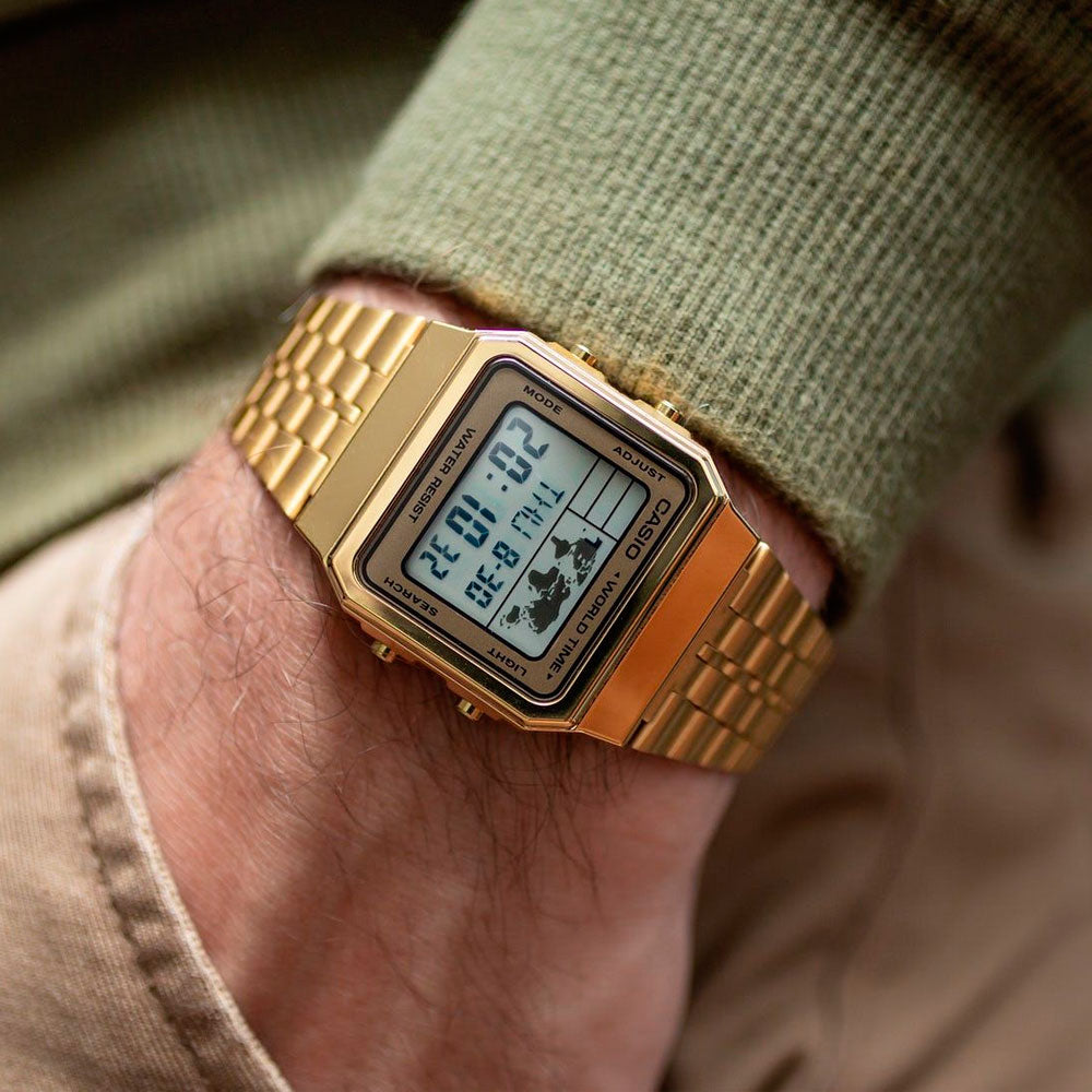 Casio world outlet time dorado