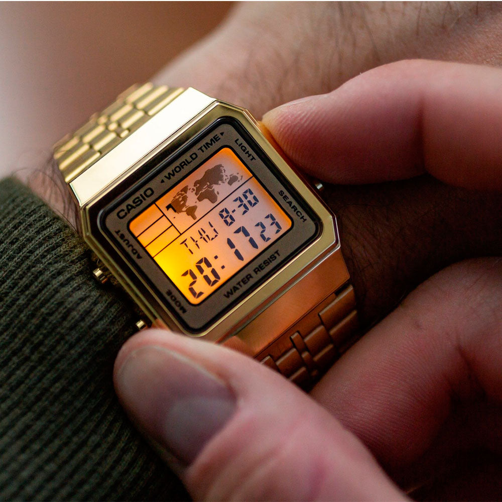 Casio world outlet time dorado