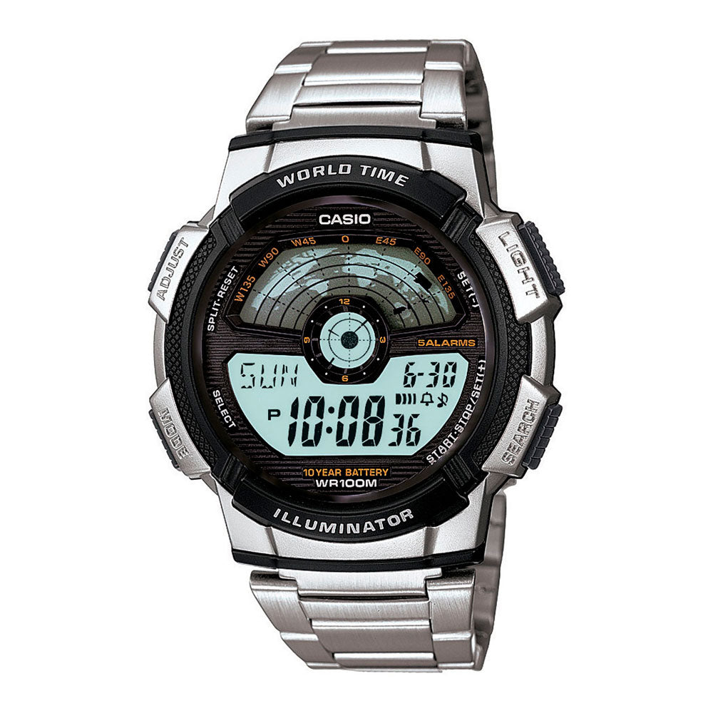 Reloj World Time Royale Casio Vintage AE-1100WD-1AVDF Plateado