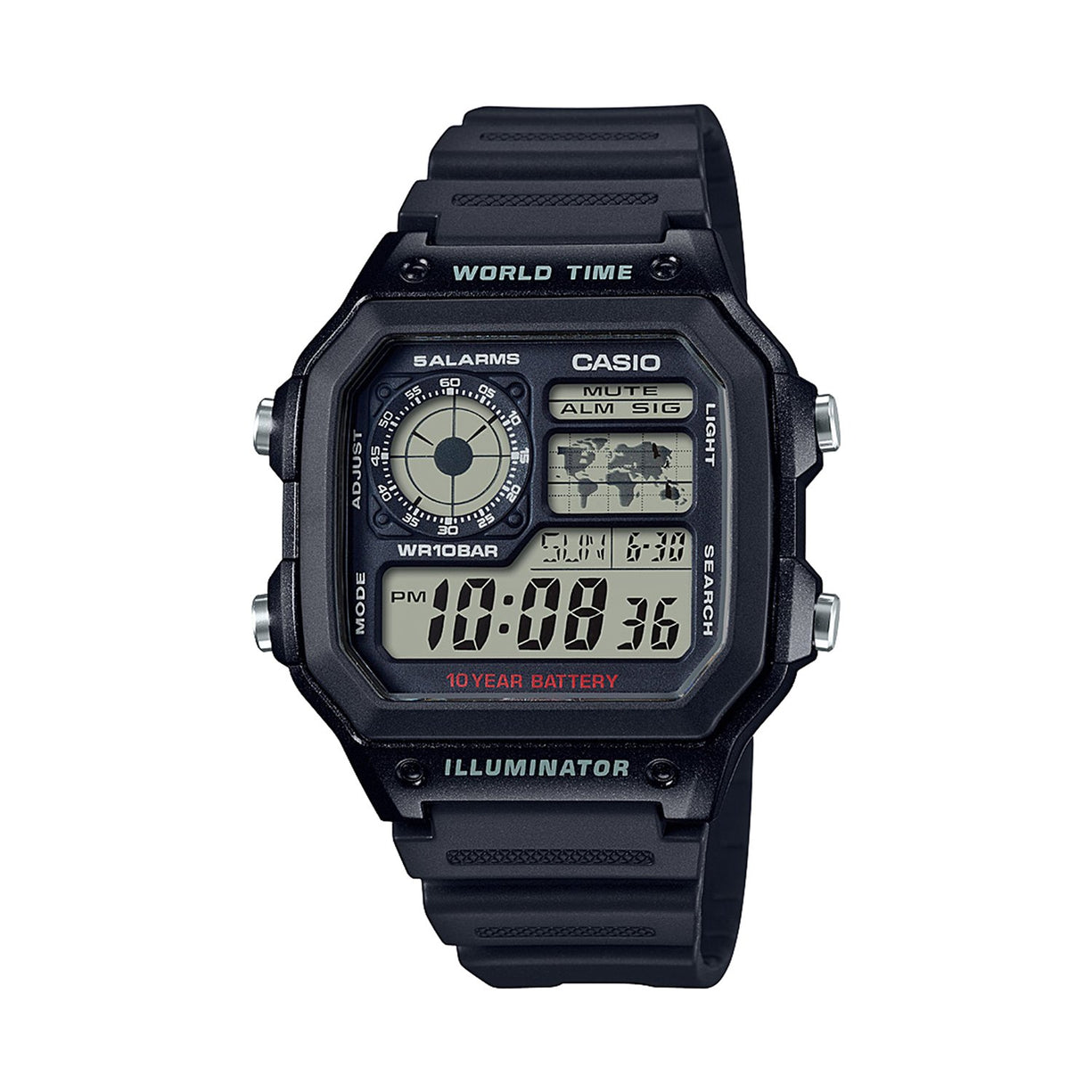 Reloj Vintage Casio World Time Royale AE1200WH-1AVDF Digital Resina Negro
