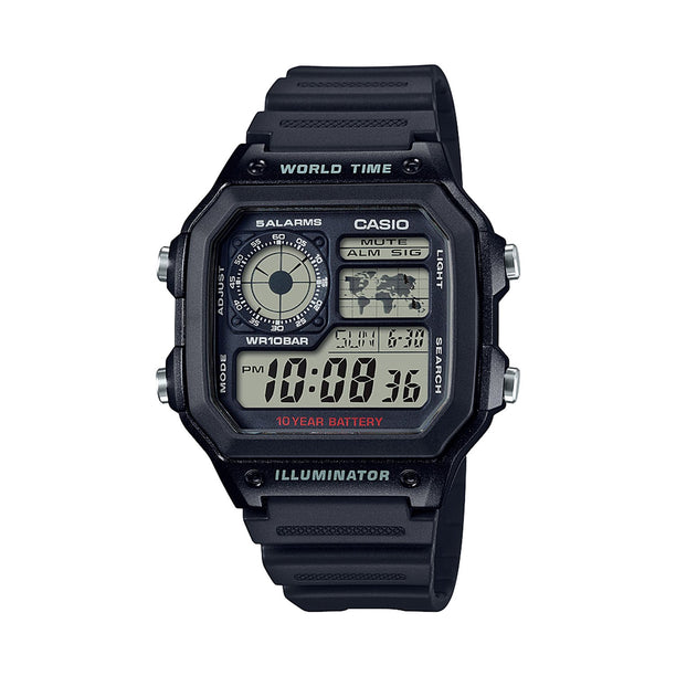 Reloj Vintage Casio World Time Royale AE1200WH-1AVDF Digital Resina Negro