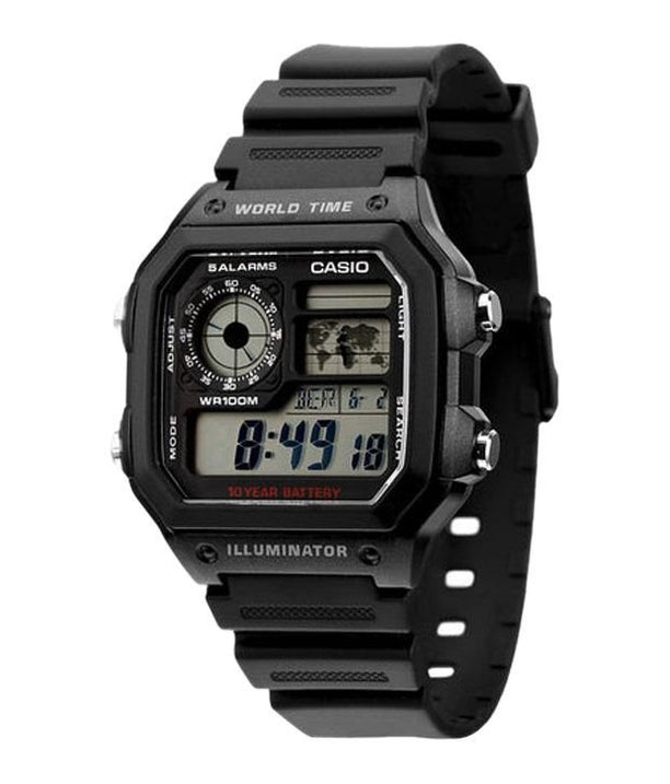 Reloj Vintage Casio World Time Royale AE1200WH-1AVDF Digital Resina Negro