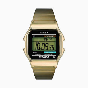 Reloj Vintage Timex Indiglo T78677 Digital Metálico Dorado
